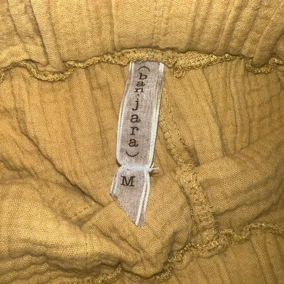 Banjara Mustard Gold Yellow summer vaca Pants. 100%cotton w pockets. - Picture 6 of 6